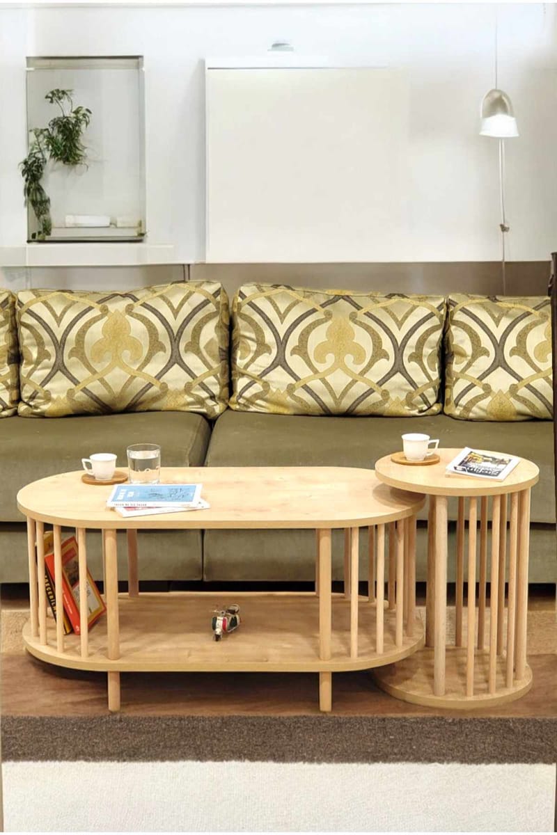 Sofabordsett Hanah Home Peka Set (90 x 43 x 45 cm) Sapphire Oak - Sapphire Oak - Møbler - Bord - Sofabord & salongbord