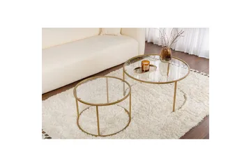 Sofabordsett Rikiya Gull Transparent - Møbler - Bord - Sofabord & salongbord