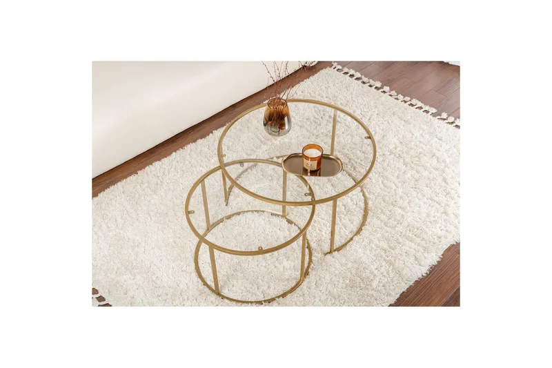 Sofabordsett Rikiya Gull Transparent - Møbler - Bord - Sofabord & salongbord