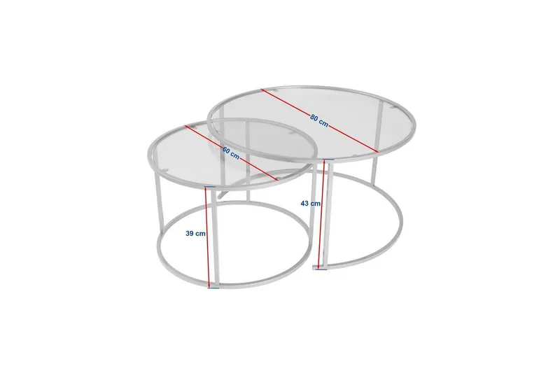 Sofabordsett Rikiya Gull Transparent - Møbler - Bord - Sofabord & salongbord