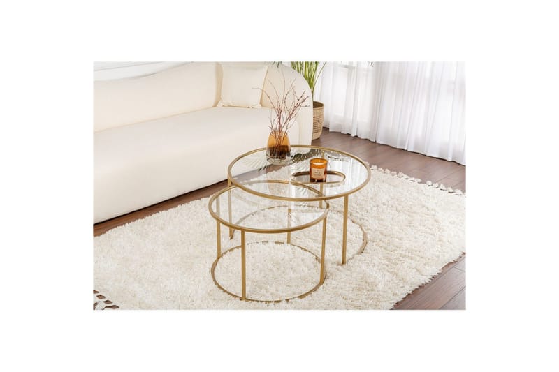 Sofabordsett Rikiya Gull Transparent - Møbler - Bord - Sofabord & salongbord