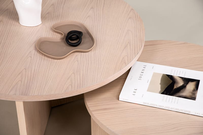 Sofabordsett Saltø 2stk Runde 85 cm/65 cm Tre Hvit - Hvit - Møbler - Bord - Sofabord & salongbord