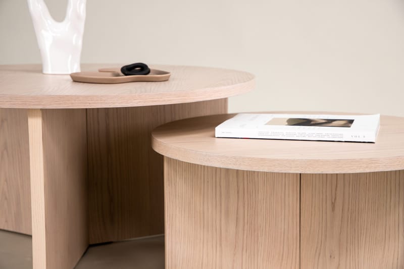 Sofabordsett Saltø 2stk Runde 85 cm/65 cm Tre Hvit - Hvit - Møbler - Bord - Sofabord & salongbord