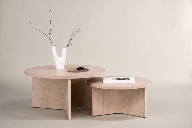 Sofabordsett Saltø 2stk Runde 85 cm/65 cm Tre Hvit - Hvit - Møbler - Bord - Sofabord & salongbord