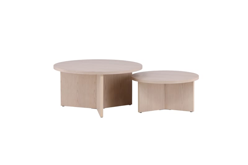 Sofabordsett Saltø 2stk Runde 85 cm/65 cm Tre Hvit - Hvit - Møbler - Bord - Sofabord & salongbord