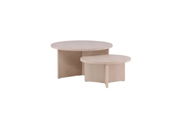 Sofabordsett Saltø 2stk Runde 85 cm/65 cm Tre Hvit - Hvit - Møbler - Bord - Sofabord & salongbord