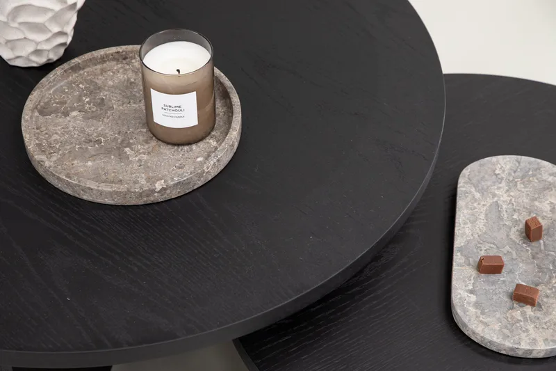 Sofabordsett Saltø 2stk Runde 85 cm/65 cm Tre Svart - Svart - Møbler - Bord - Sofabord & salongbord