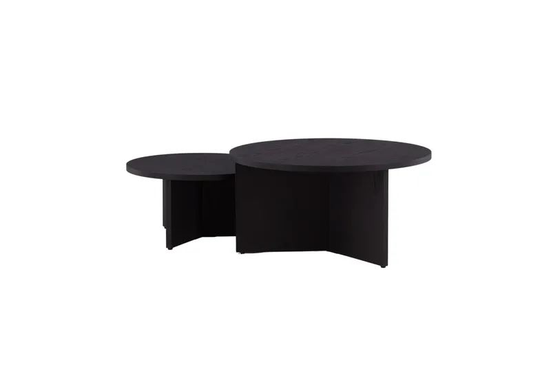 Sofabordsett Saltø 2stk Runde 85 cm/65 cm Tre Svart, Svart