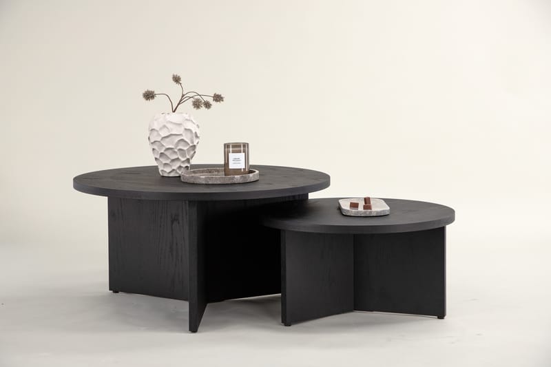 Sofabordsett Saltø 2stk Runde 85 cm/65 cm Tre Svart - Svart - Møbler - Bord - Sofabord & salongbord