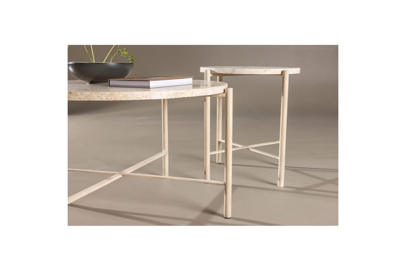 Sofabordsett VIND Sandhamn 2 stk Runde 70 cm/40 cm Beige - Møbler - Bord - Sofabord & salongbord