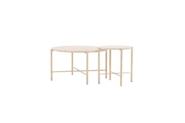 Sofabordsett VIND Sandhamn 2 stk Runde 70 cm/40 cm Beige - Møbler - Bord - Sofabord & salongbord