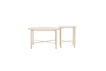 Sofabordsett VIND Sandhamn 2 stk Runde 70 cm/40 cm Beige - Møbler - Bord - Sofabord & salongbord