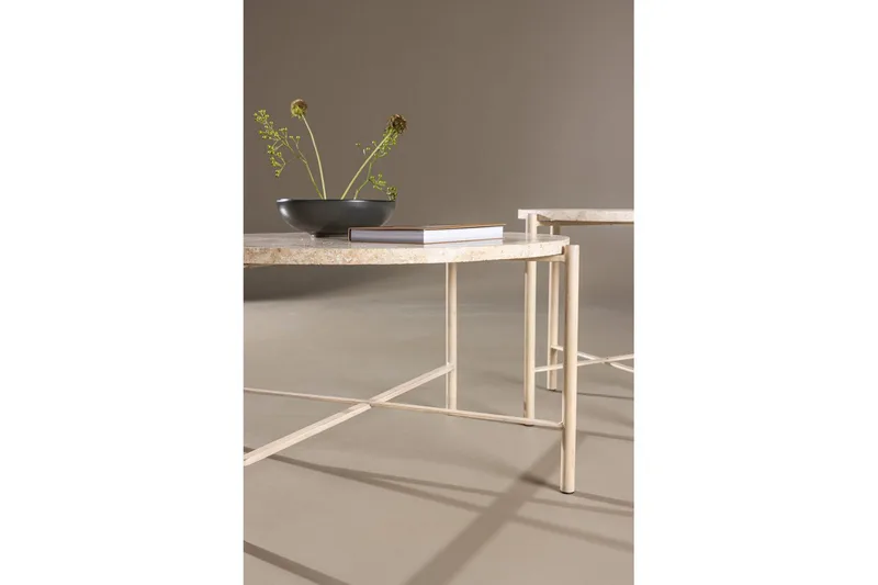 Sofabordsett VIND Sandhamn 2 stk Runde 70 cm/40 cm Beige - Møbler - Bord - Sofabord & salongbord