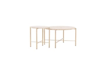 Sofabordsett VIND Sandhamn 2 stk Runde 70 cm/40 cm Beige - Møbler - Bord - Sofabord & salongbord