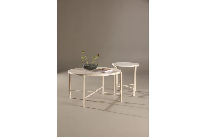Sofabordsett VIND Sandhamn 2 stk Runde 70 cm/40 cm Beige - Møbler - Bord - Sofabord & salongbord