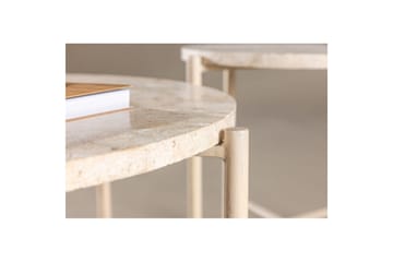 Sofabordsett VIND Sandhamn 2 stk Runde 70 cm/40 cm Beige - Møbler - Bord - Sofabord & salongbord