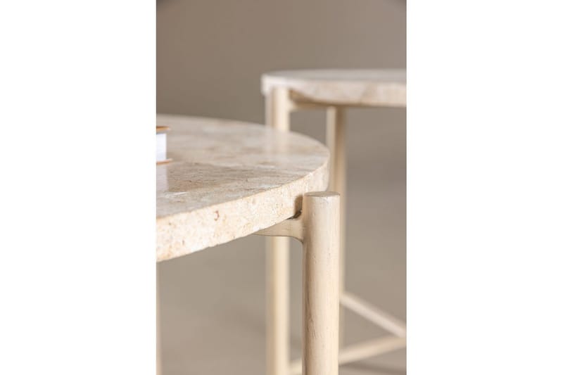 Sofabordsett VIND Sandhamn 2 stk Runde 70 cm/40 cm Beige - Møbler - Bord - Sofabord & salongbord