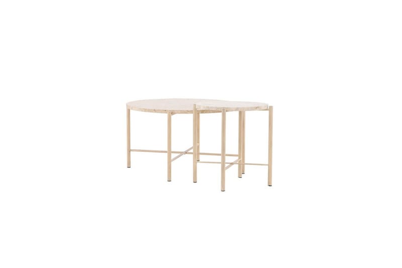 Sofabordsett VIND Sandhamn 2 stk Runde 70 cm/40 cm Beige - Møbler - Bord - Sofabord & salongbord