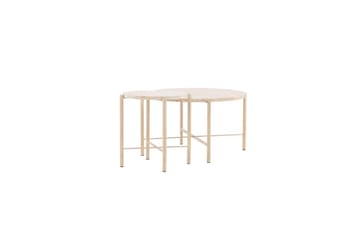 Sofabordsett VIND Sandhamn 2 stk Runde 70 cm/40 cm Beige - Møbler - Bord - Sofabord & salongbord