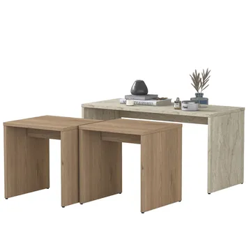 Sofabordsett Wallxpert Cleo-hylle (90 x 44,8 x 40 cm) Travertin - Travertin - Møbler - Bord - Sofabord & salongbord