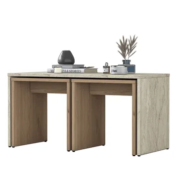 Sofabordsett Wallxpert Cleo-hylle (90 x 44,8 x 40 cm) Travertin - Travertin - Møbler - Bord - Sofabord & salongbord