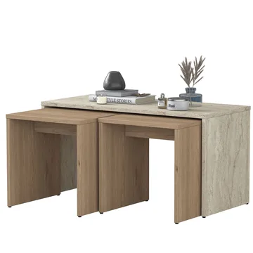 Sofabordsett Wallxpert Cleo-hylle (90 x 44,8 x 40 cm) Travertin - Travertin - Møbler - Bord - Sofabord & salongbord