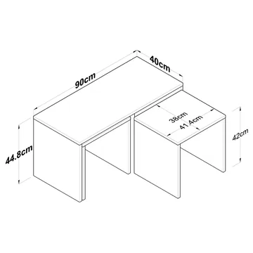 Sofabordsett Wallxpert Cleo-hylle (90 x 44,8 x 40 cm) Travertin - Travertin - Møbler - Bord - Sofabord & salongbord