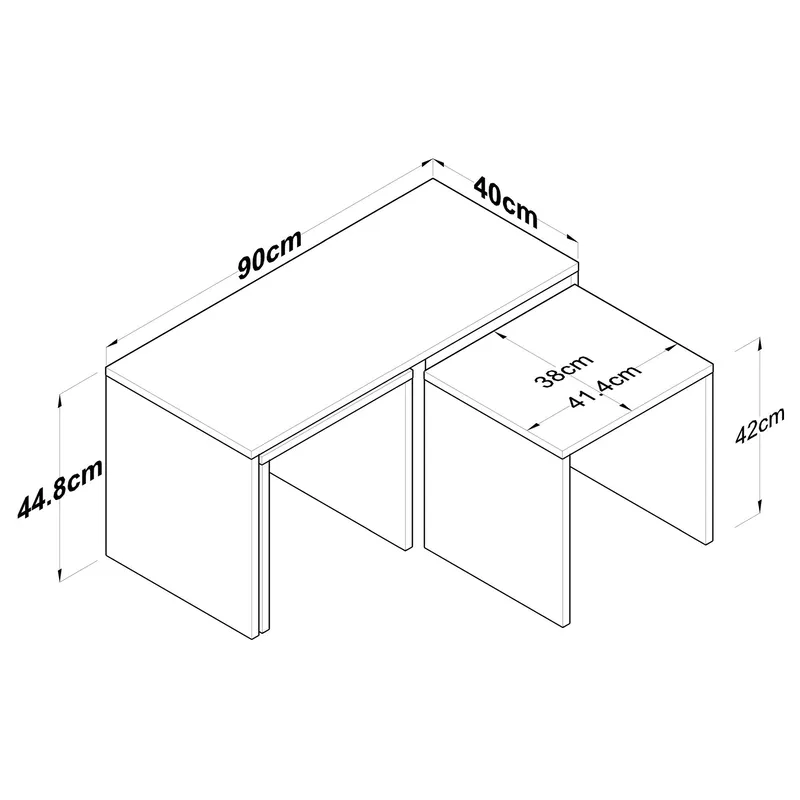Sofabordsett Wallxpert Cleo-hylle (90 x 44,8 x 40 cm) Travertin - Travertin - Møbler - Bord - Sofabord & salongbord