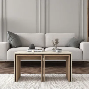 Sofabordsett Wallxpert Cleo-hylle (90 x 44,8 x 40 cm) Travertin - Travertin - Møbler - Bord - Sofabord & salongbord