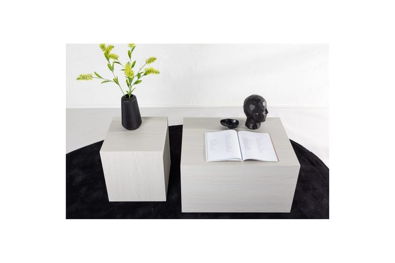 Sofabordsett York 2 stk 60x80 cm/40x40 cm Hvit - Hvit - Møbler - Bord - Sofabord & salongbord