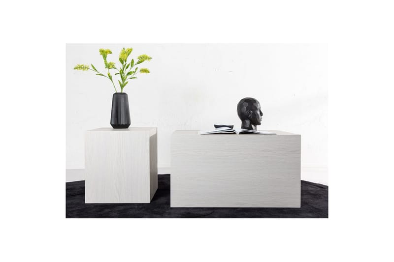 Sofabordsett York 2 stk 60x80 cm/40x40 cm Hvit - Hvit - Møbler - Bord - Sofabord & salongbord