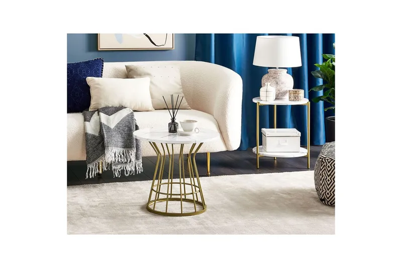 Soffbord Beliani Concan White||GOLD - Møbler - Bord - Sofabord & salongbord