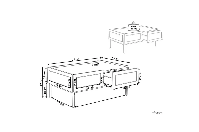 Soffbord Beliani Cullen Black||Light wood - Møbler - Bord - Sofabord & salongbord