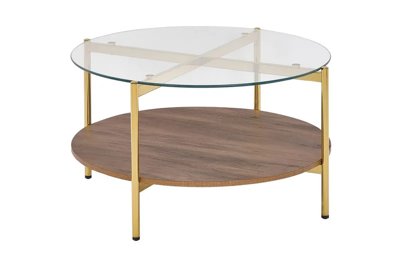 Soffbord Beliani Lovell Guld/ljust trä GOLD||Dark wood