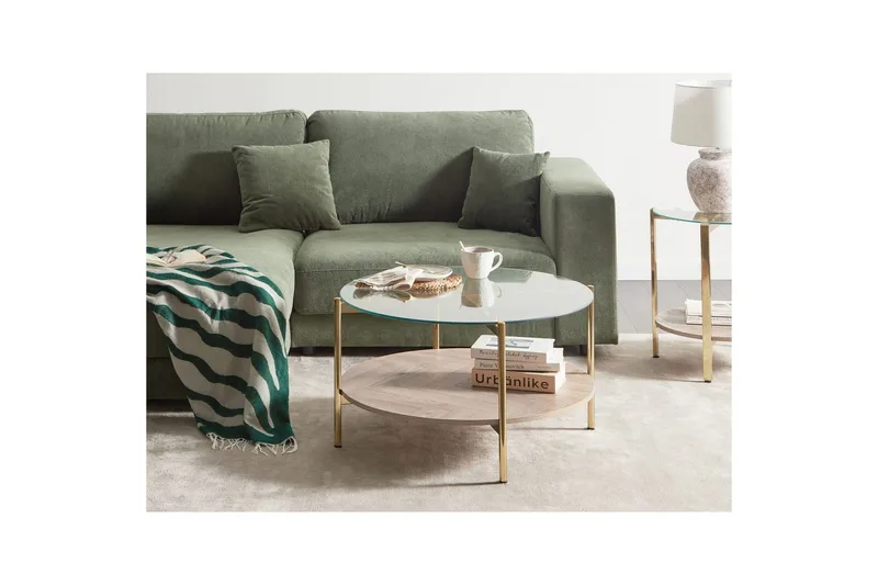 Soffbord Beliani Lovell Guld/ljust trä GOLD||Light wood - Møbler - Bord - Sofabord & salongbord