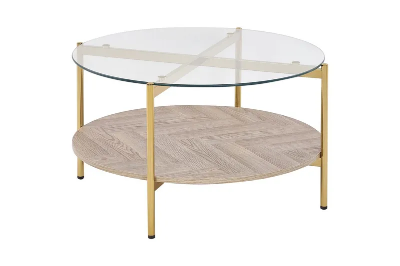 Soffbord Beliani Lovell Guld/ljust trä GOLD||Light wood