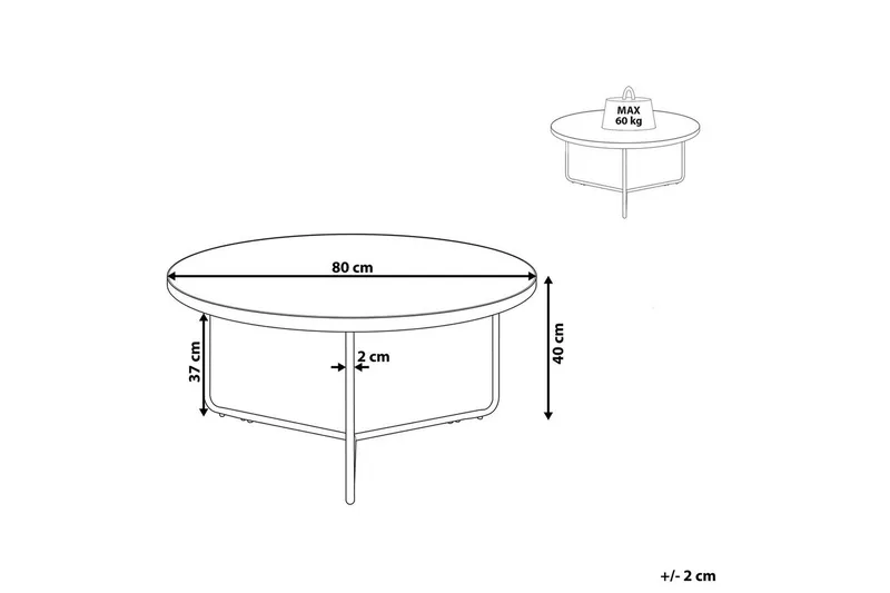 Soffbord Beliani Melody 80x80x40 cm Grey||Black - Møbler - Bord - Sofabord & salongbord