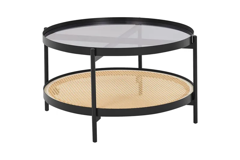 Soffbord Beliani Reno Black||Light wood