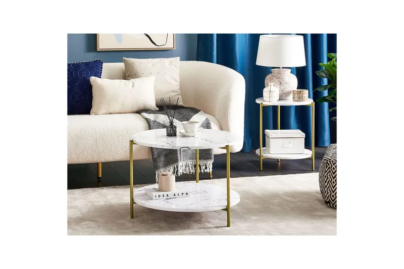 Soffbord Beliani Reva White||GOLD - Møbler - Bord - Sofabord & salongbord