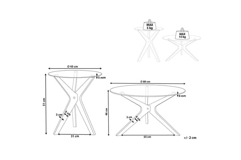 Soffbord Beliani Valley set om 2 Transparent||Light wood - Møbler - Bord - Sofabord & salongbord