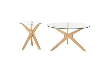 Soffbord Beliani Valley set om 2 Transparent||Light wood - Møbler - Bord - Sofabord & salongbord