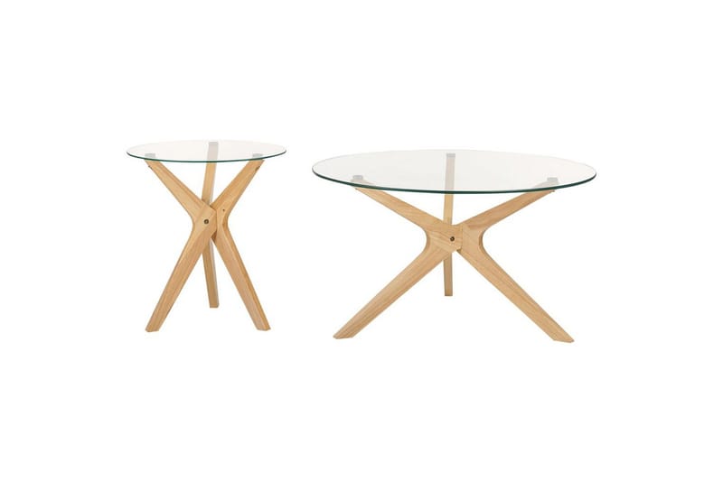 Soffbord Beliani Valley set om 2 Transparent||Light wood