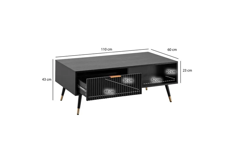Soffbord Wohnling Svart, Guld - Møbler - Bord - Sofabord & salongbord