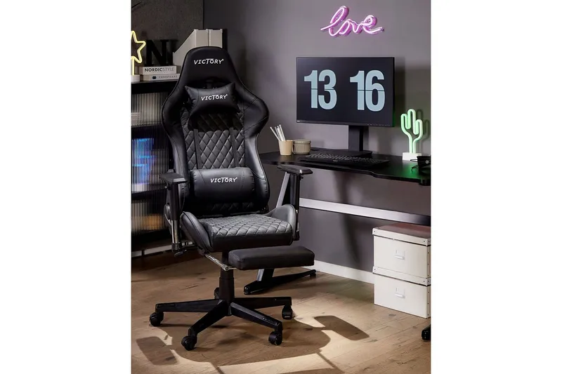 Gamingstol Victory Svart/Hvit - Svart/Hvit - Møbler - Bord - Spillebord