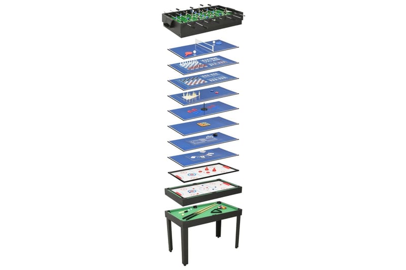 Multi-spillbord 15-i-1 121x61x82 cm svart - Svart - Multi spillebord & kombinasjonsbord - Spillebord