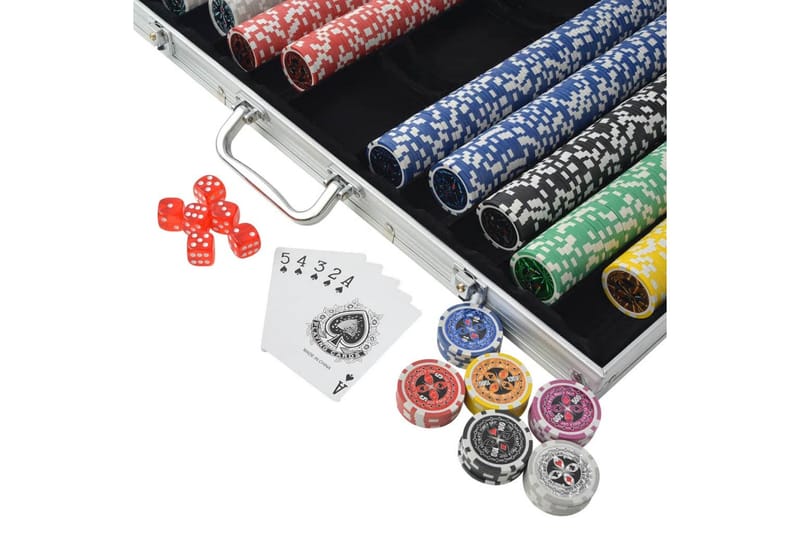 Pokersett med 1000 laser-sjetonger aluminium - Spillebord - Pokerbord