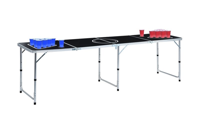 Sammenleggbart ølpongbord med kopper og baller 240 cm - Flerfarget - Bordtennisbord - Spillebord