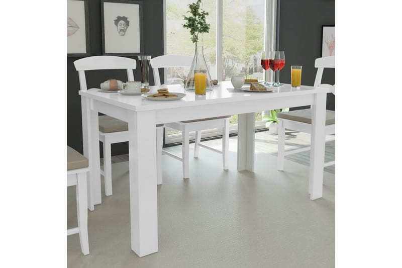 Spisebord 140x80x75 cm Hvitt - Hvit - Spisebord & kjøkkenbord