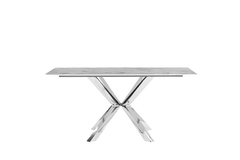 Spisebord 160 x 90 cm marmoreffekt / sølv SABROSA - Grå - Spisebord & kjøkkenbord