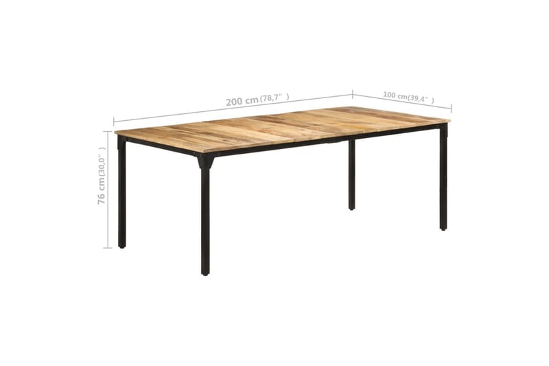 Spisebord 200x100x76 cm grovt mango - Brun - Spisebord & kjøkkenbord